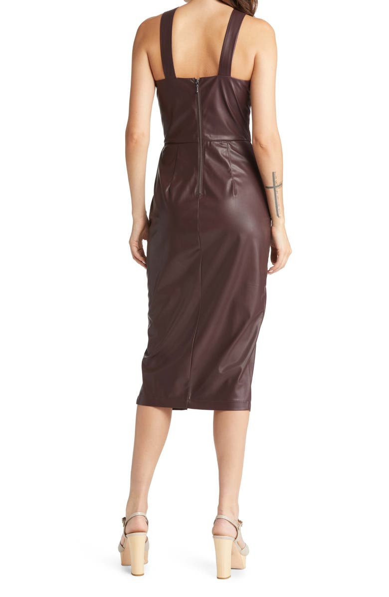 Saylor Rach Faux Leather Halter Neck Midi Dress, Alternate, color, 