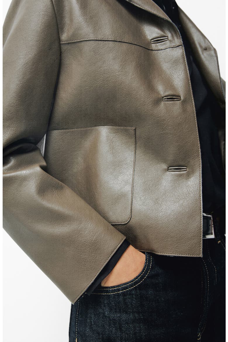 Faux Leather Jacket, Alternate, color, DARK GREEN