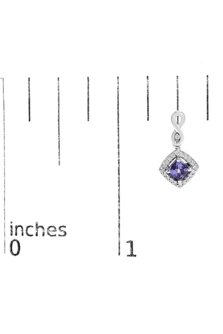 10K White Gold Tanzanite and Diamond Halo Cushion Shaped Drop Earrings, Alternate, color, White