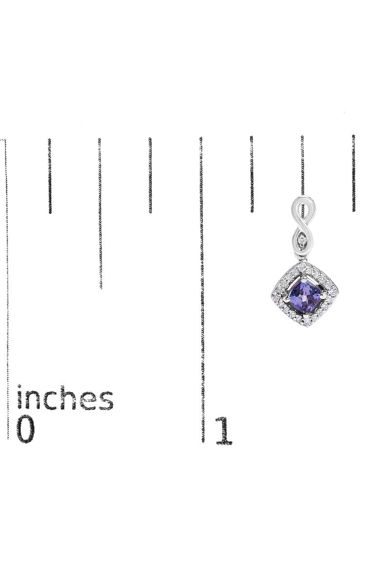 Haus of Brilliance 10K White Gold Tanzanite and Diamond Halo Cushion Shaped Drop Earrings, Alternate, color, White