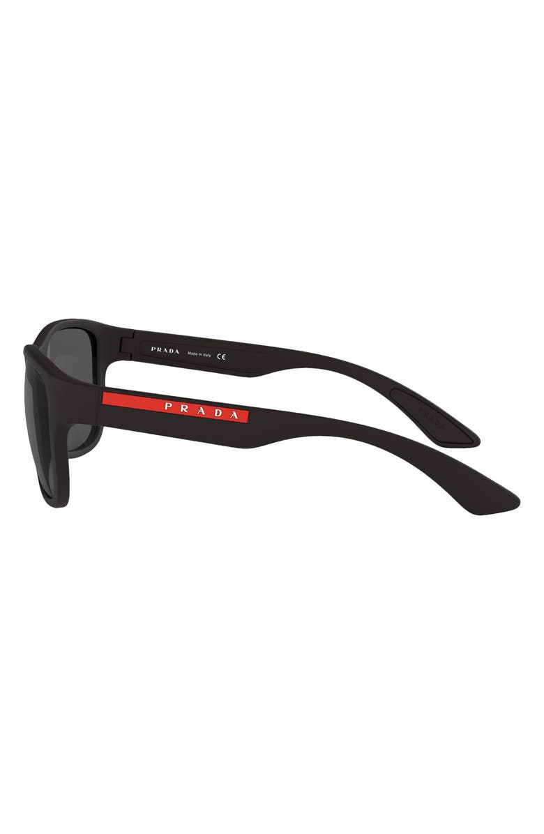 Prada Linea Rossa Pillow 59mm Sunglasses, Alternate, color, Black Rubber/ Grey