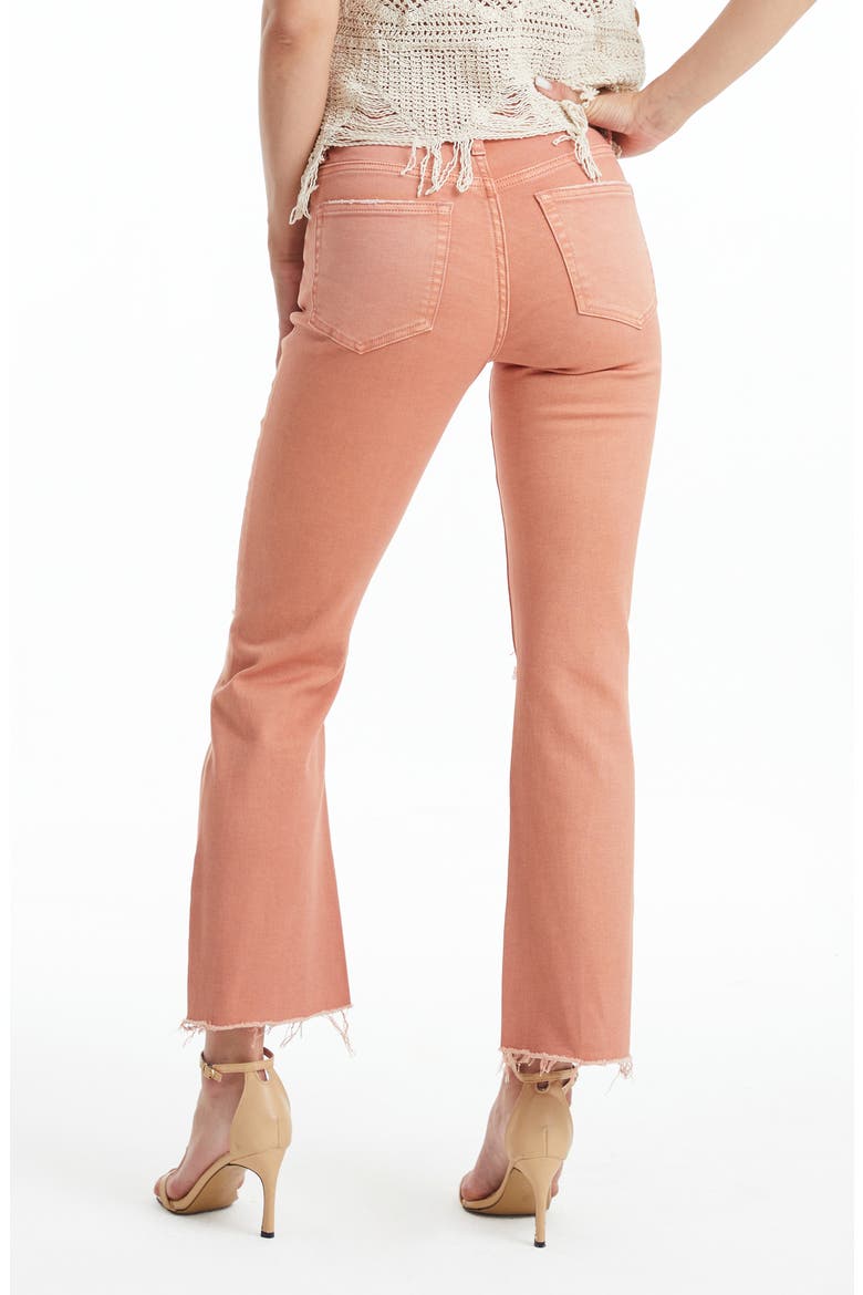 Frayed High Waist Crop Flare Jeans, Alternate, color, SALMON