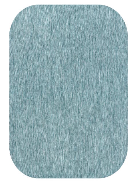 Miles Modern Minimalist Radius Corner Solid Indoor/Outdoor Shaped Area Rug