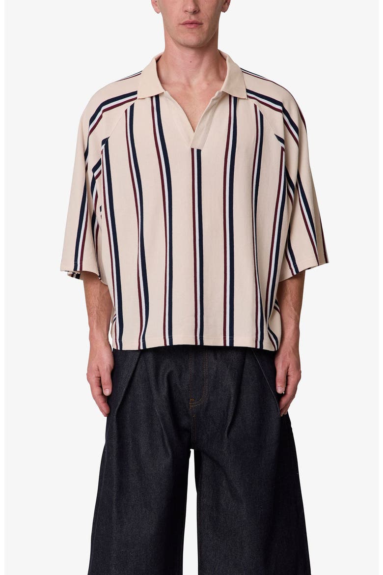 Striped Cotton Polo Shirt, Main, color, NATURAL/ NAVY