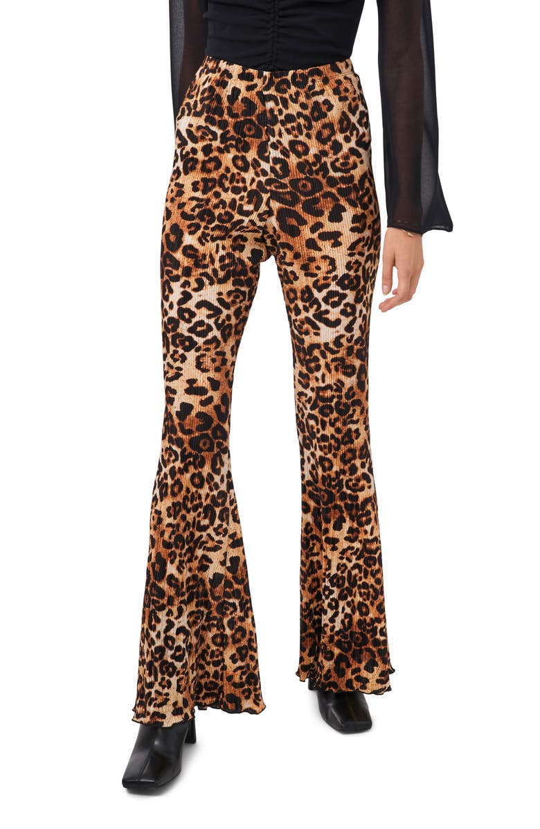 1.STATE Animal Print Plissé Flare Pants, Main, color,