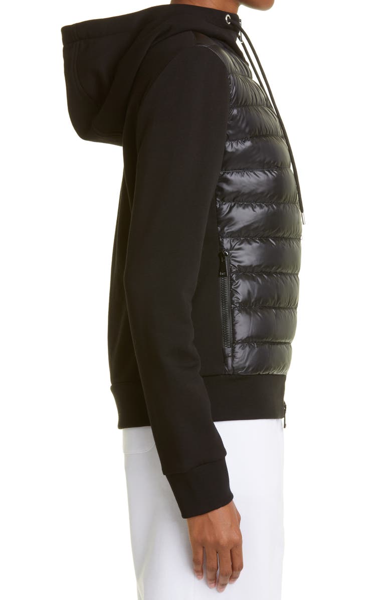 Moncler Hooded Mixed Media Puffer Jacket, Alternate, color, 