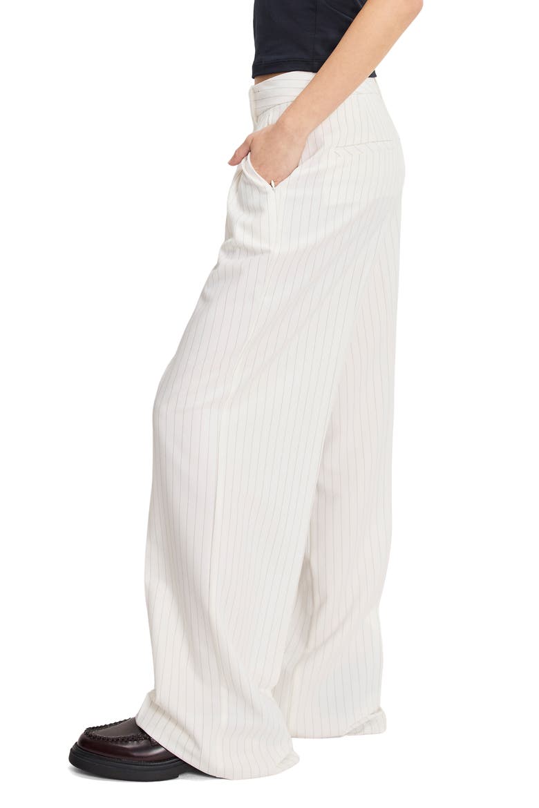 Essential Wide Leg Suiting Pants, Alternate, color, CHESTNUT PIN STRIPE
