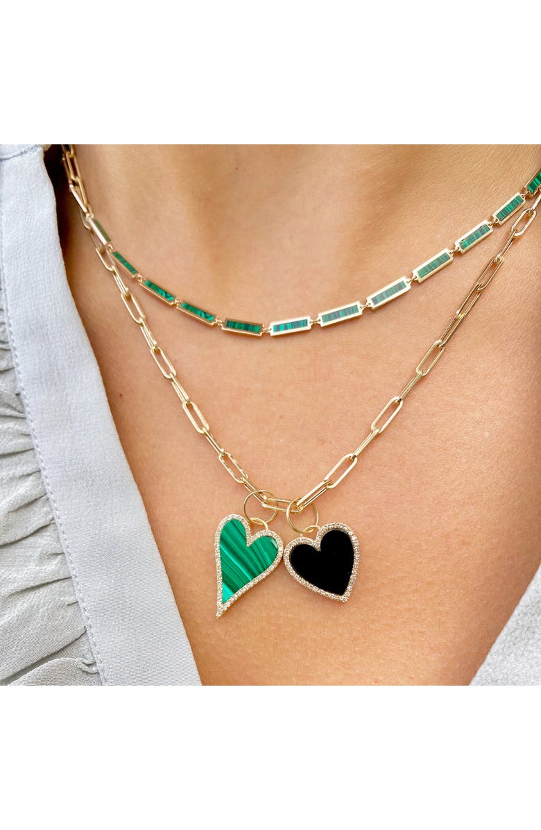 The Lovery Fine Jewelry Malachite Bar Necklace, Alternate, color, Green