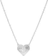 MARLYN SCHIFF Pavé Etched Heart Pendant Necklace