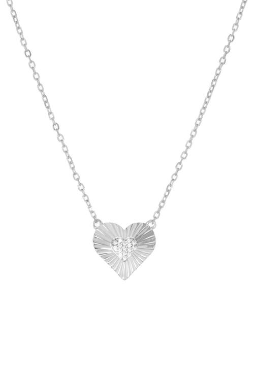 Marlyn Schiff Pavé Etched Heart Pendant Necklace