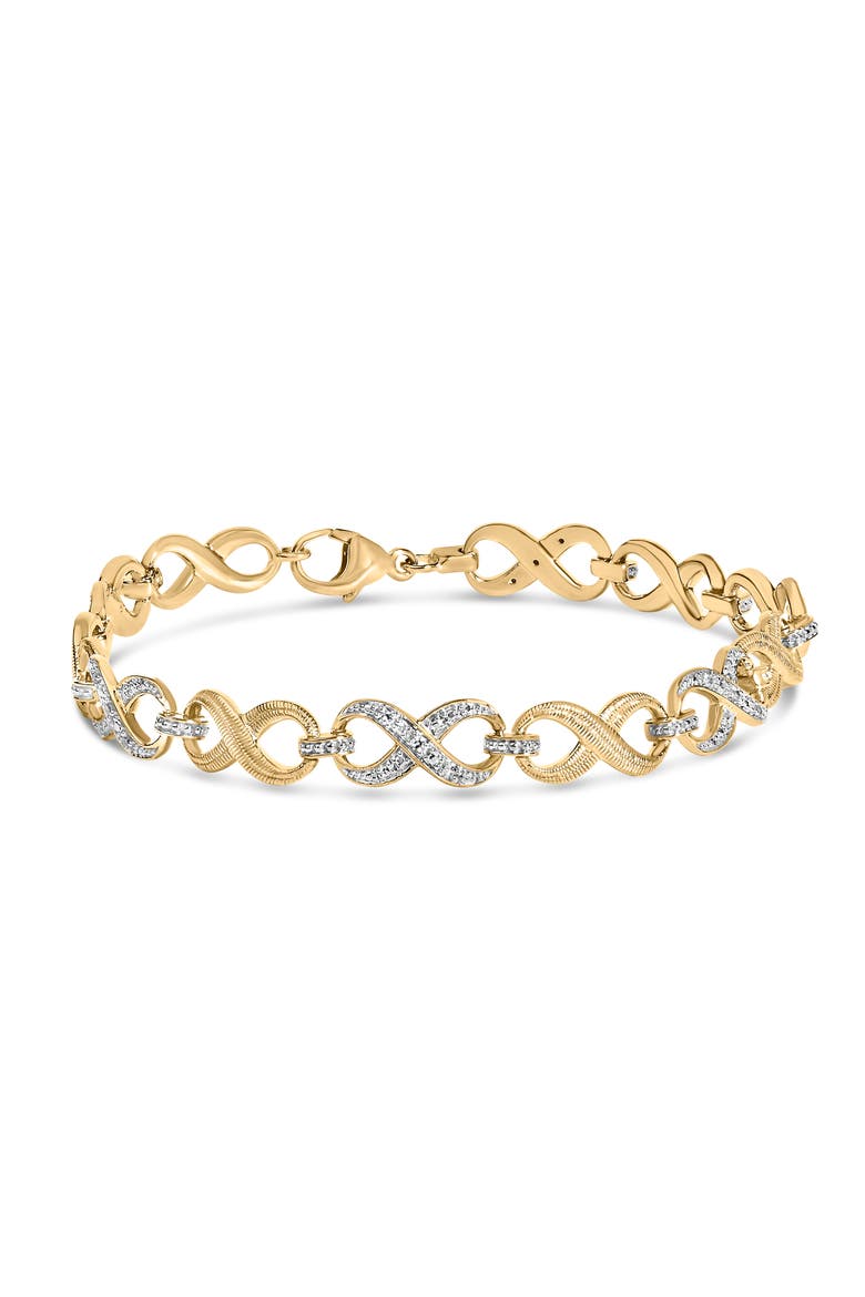 Gold Vermeil 1/10 Cttw Diamond Infinity Link Bracelet, Main, color, Silver
