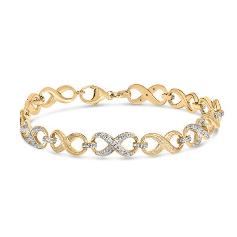 Gold Vermeil 1/10 Cttw Diamond Infinity Link Bracelet