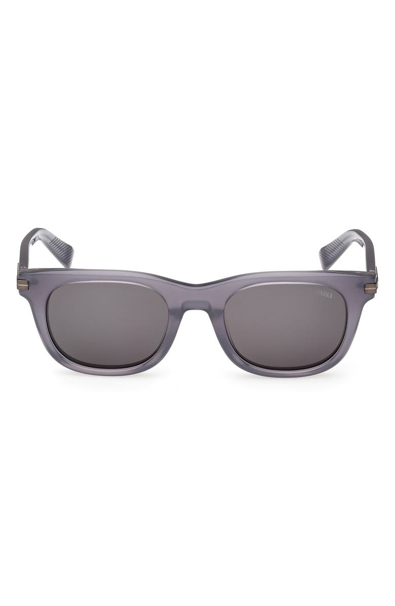 ZEGNA 54mm Geometric Sunglasses, Main, color, Grey/ Matte Grey Metal/ Smoke