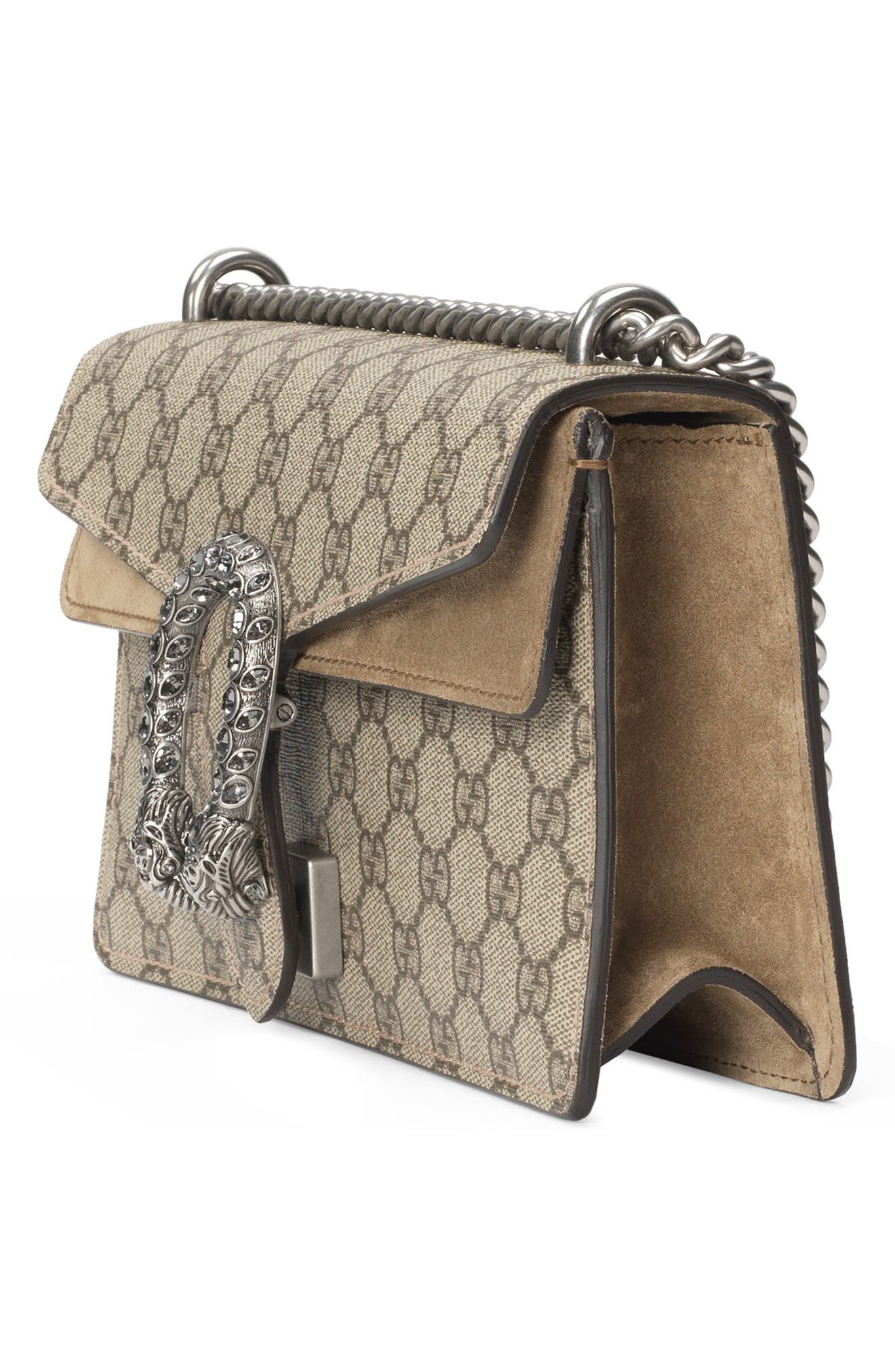 Gucci GG Supreme Canvas & Suede Shoulder Bag, Alternate, color, 