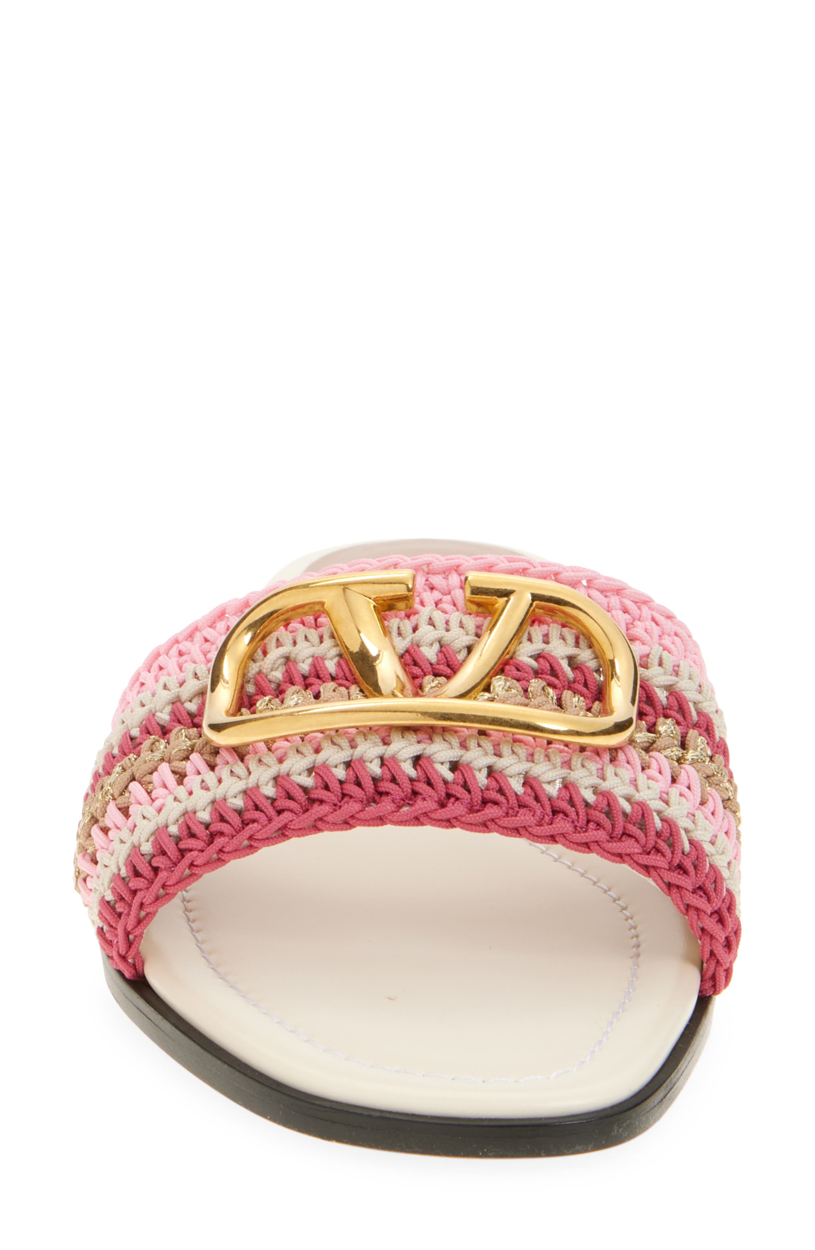 Valentino Garavani VLOGO Crochet Slide Sandal, Alternate, color, 