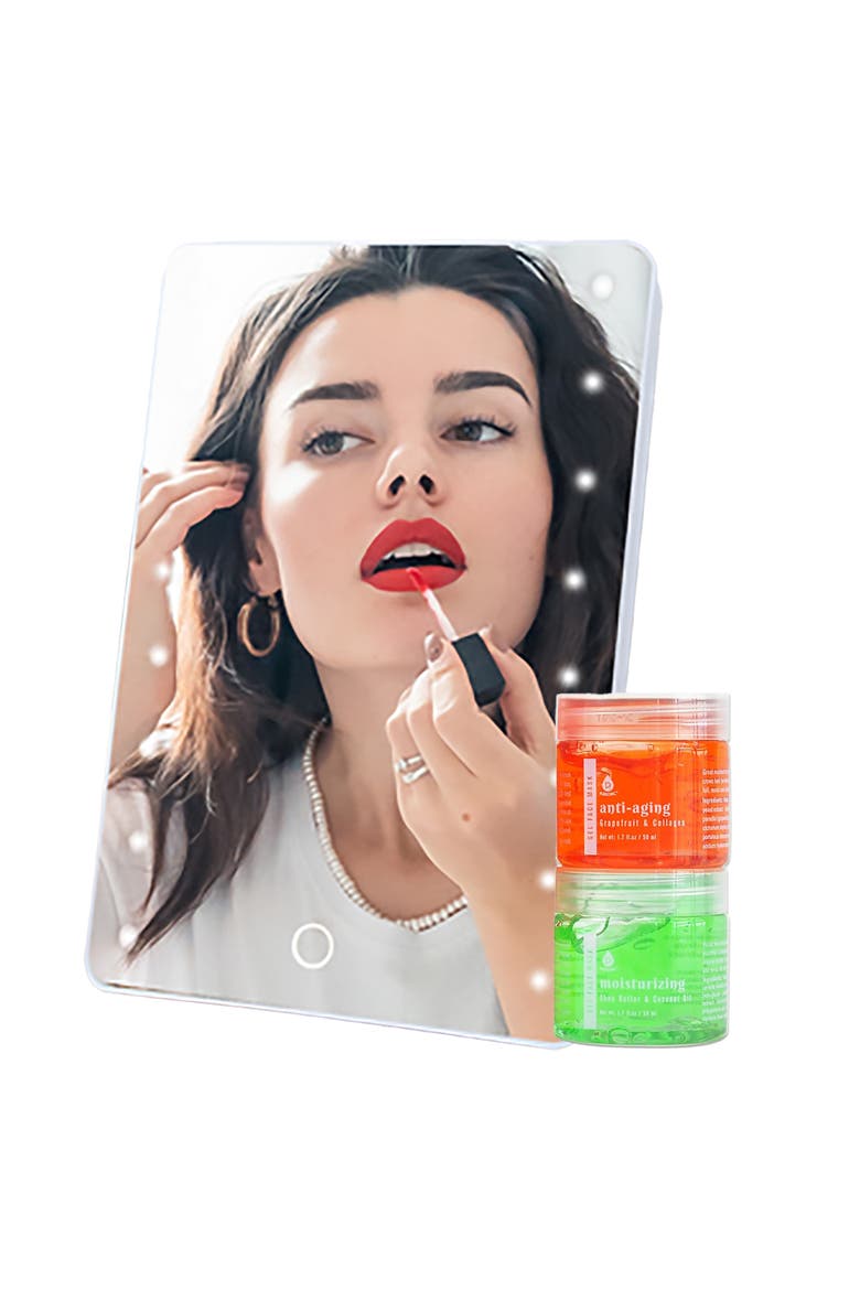 Touchscreen LED Vanity Mirror and Luxurious Gel & Mud Face Mask Set, Main, color, Multicolor