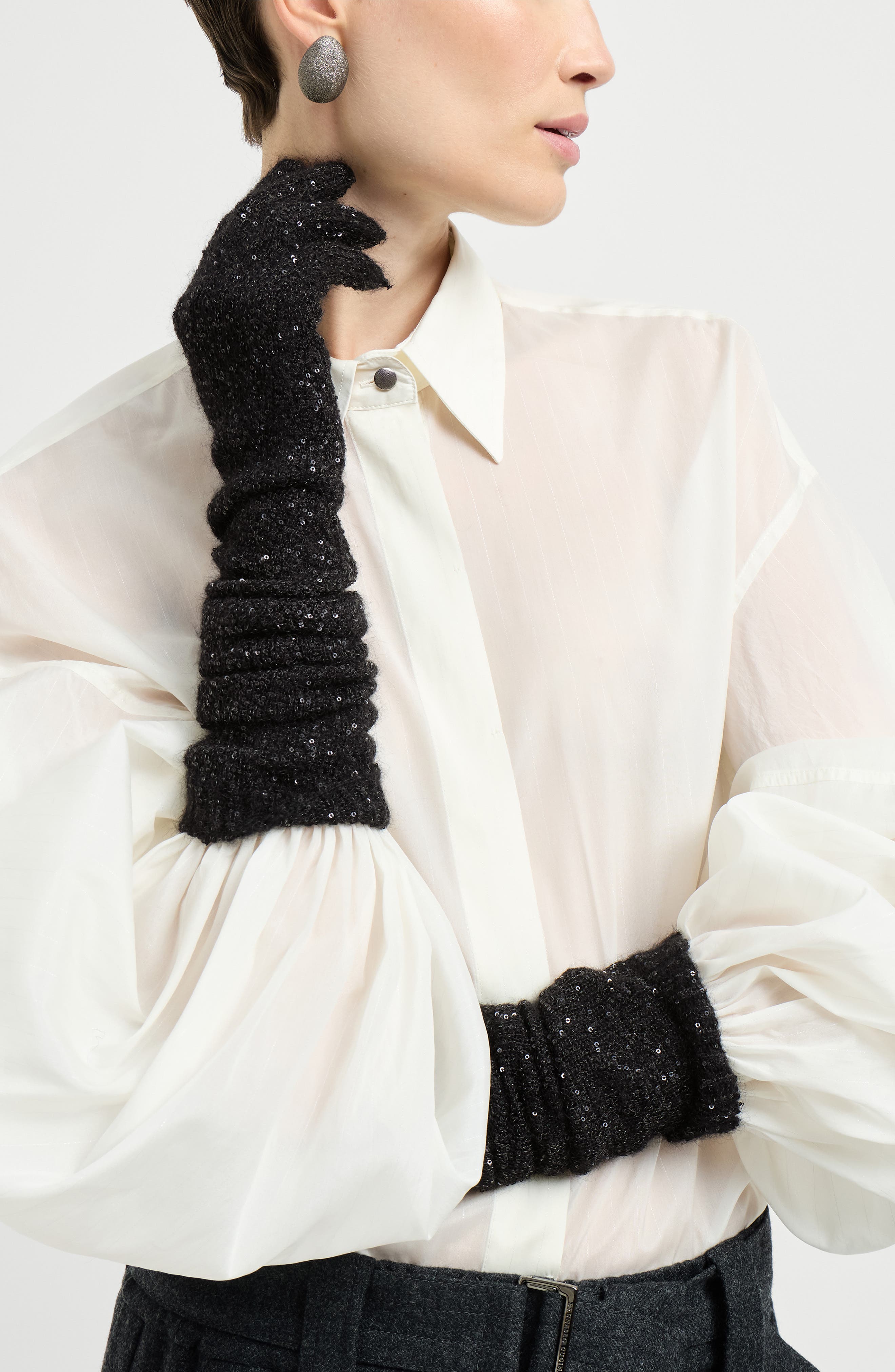 Brunello Cucinelli Dazzling Texture Knit Gloves (Women) | Nordstrom