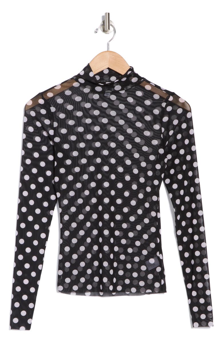 AFRM LOS ANGELES Zoe Mock Neck Mesh Top, Alternate, color, Ditsy Dot