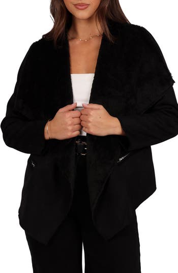 Petal And Pup Petal & Pup Lopez Faux Shearling Jacket In Black