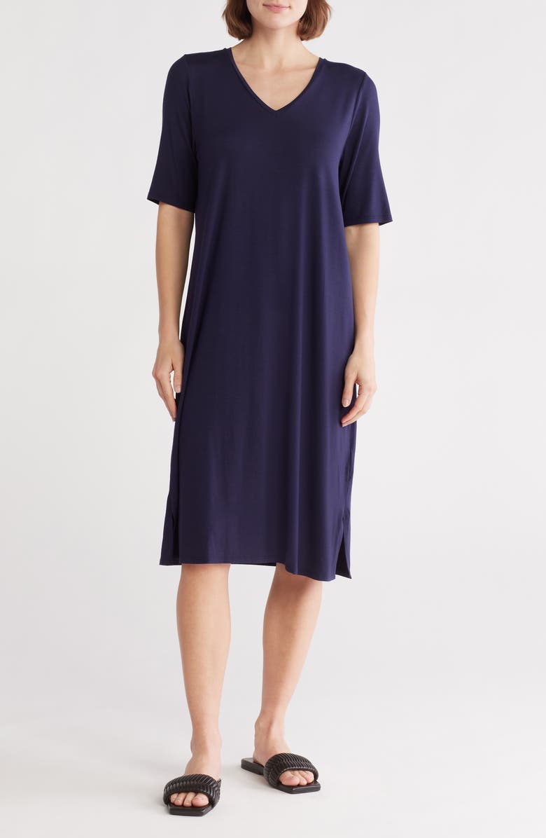 Eileen Fisher V-Neck Jersey Sheath Dress, Main, color,