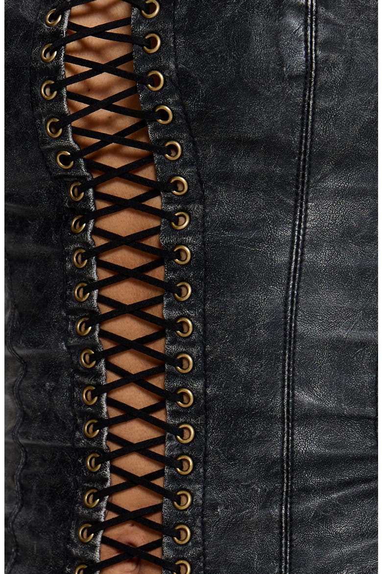odile black faux leather lace up mini dress Odile Black Faux Leather Lace Up Mini Dress | Jaded London