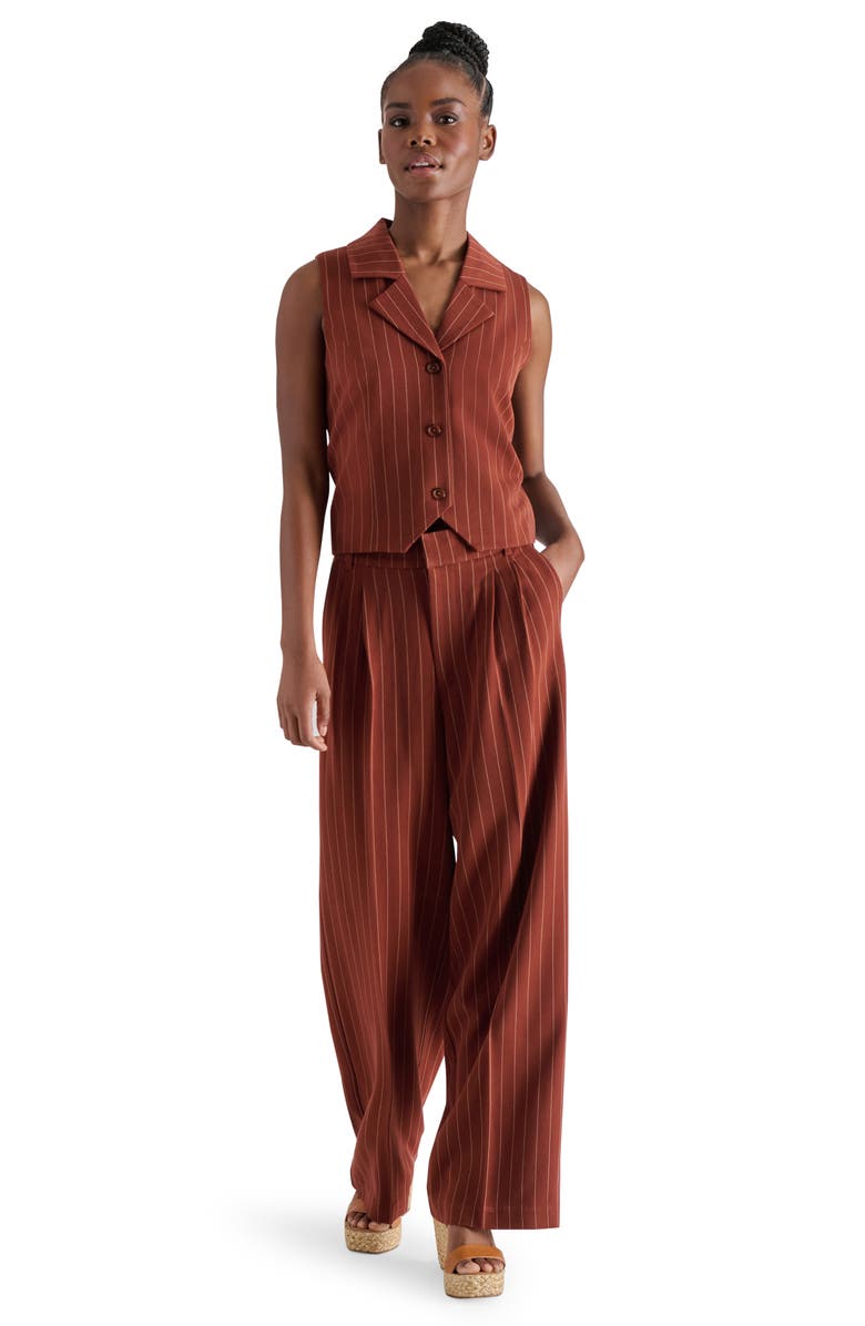 Steve Madden Stripe Notch Collar Vest, Alternate, color, Cinnamon