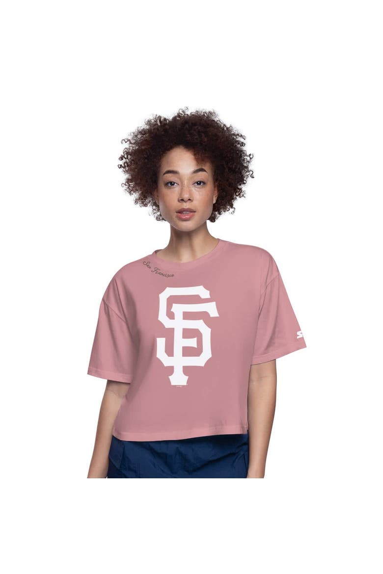 Women's Starter Pink San Francisco Giants Play the Ball Boxy Cropped T-Shirt, Main, color, Pink