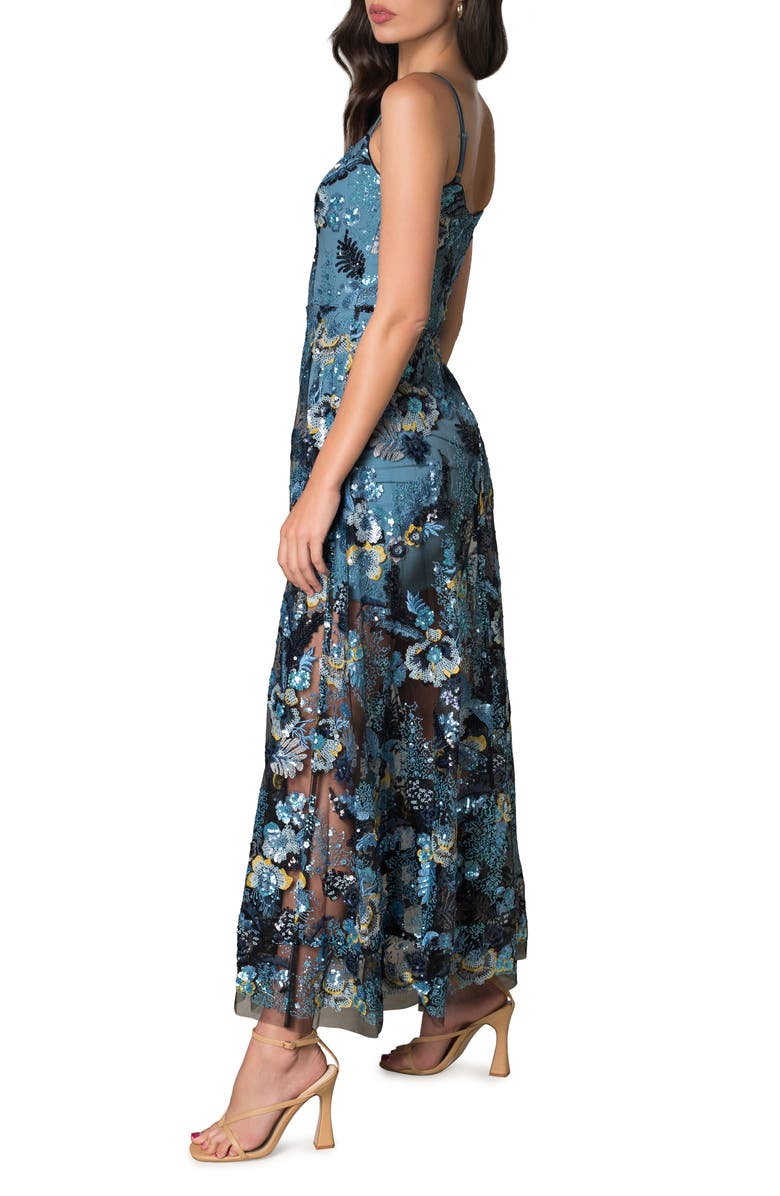 Dress the Population Umalina Sequin Floral Fit & Flare Gown, Alternate, color, 