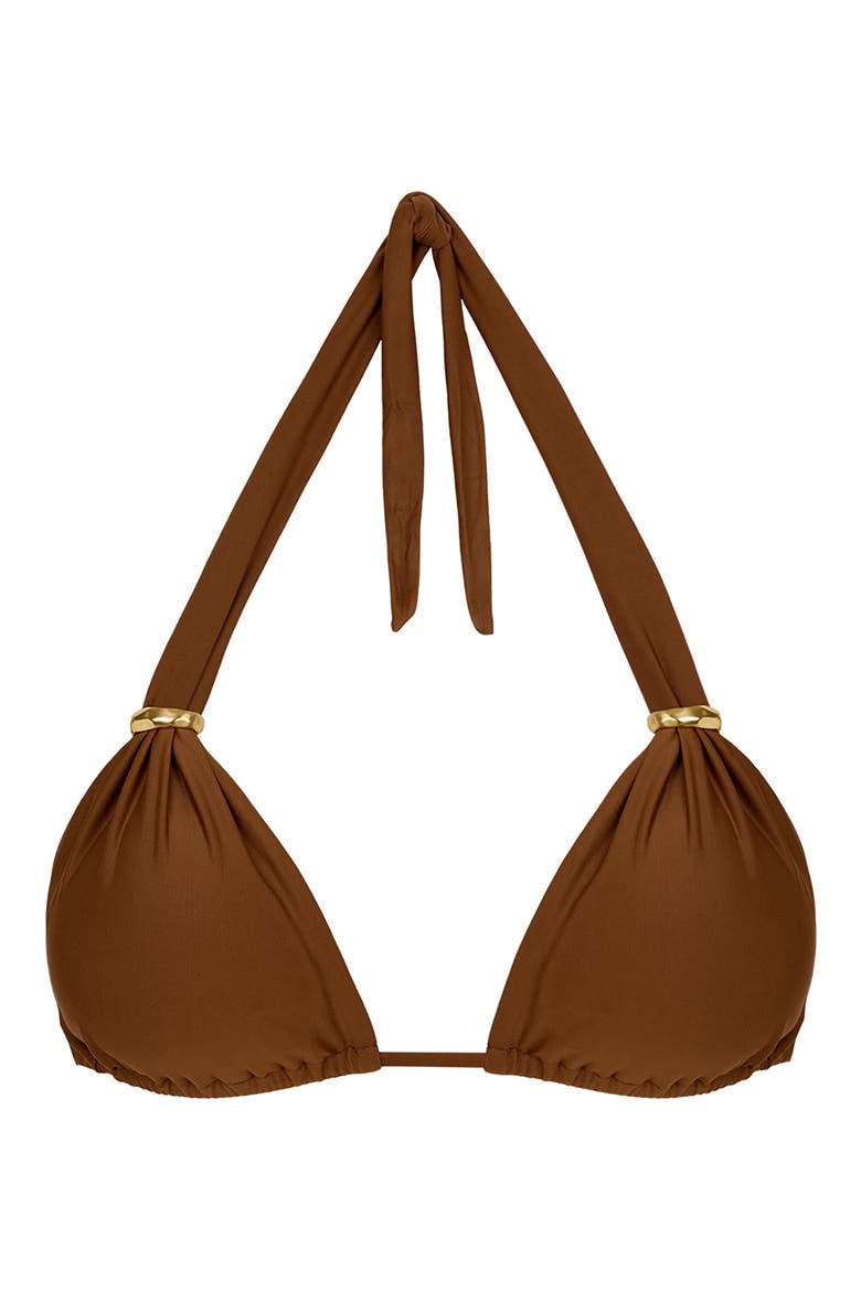 Bia Tube Solid Halter Bikini Top, Alternate, color, BROWN
