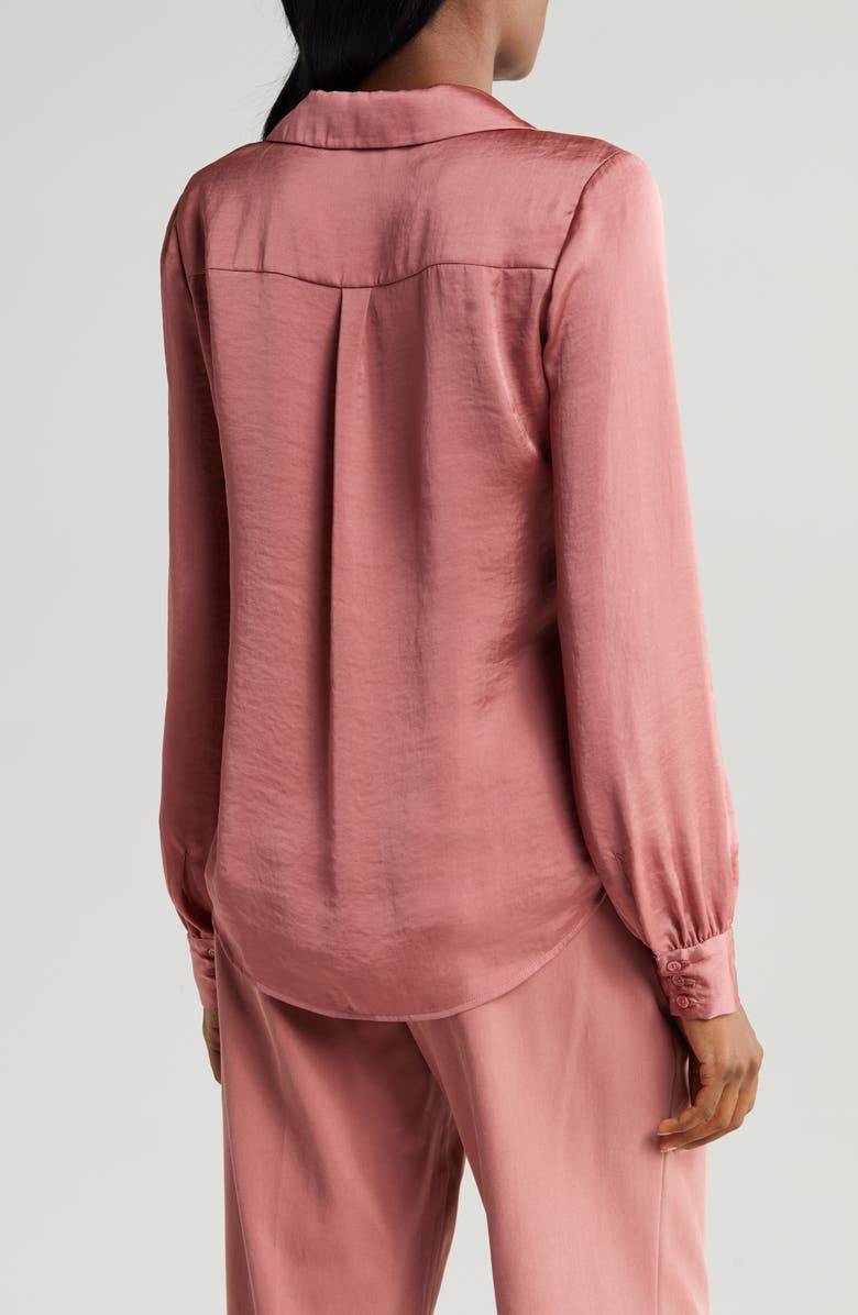 PAIGE Capriana Satin Button-Up Shirt, Alternate, color, Desertdusk