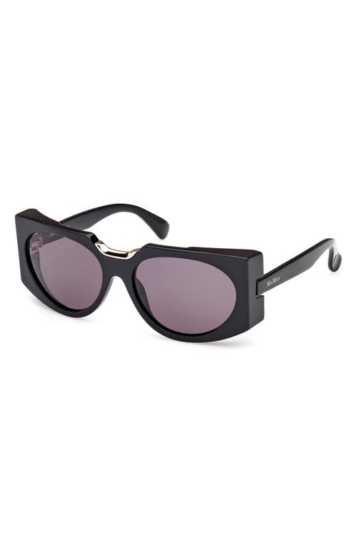 Max Mara 59mm Round Sunglasses In Black