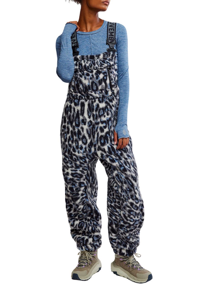 FP Movement Hit the Slopes Fleece Overalls, Main, color, SNOW LEOPARD COMBO