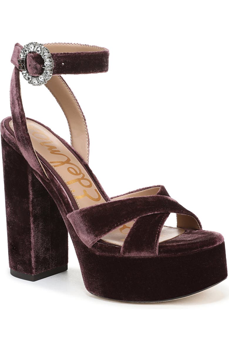 Sam Edelman Savannah Glow Ankle Strap Platform Sandal, Main, color, Parisian Plum