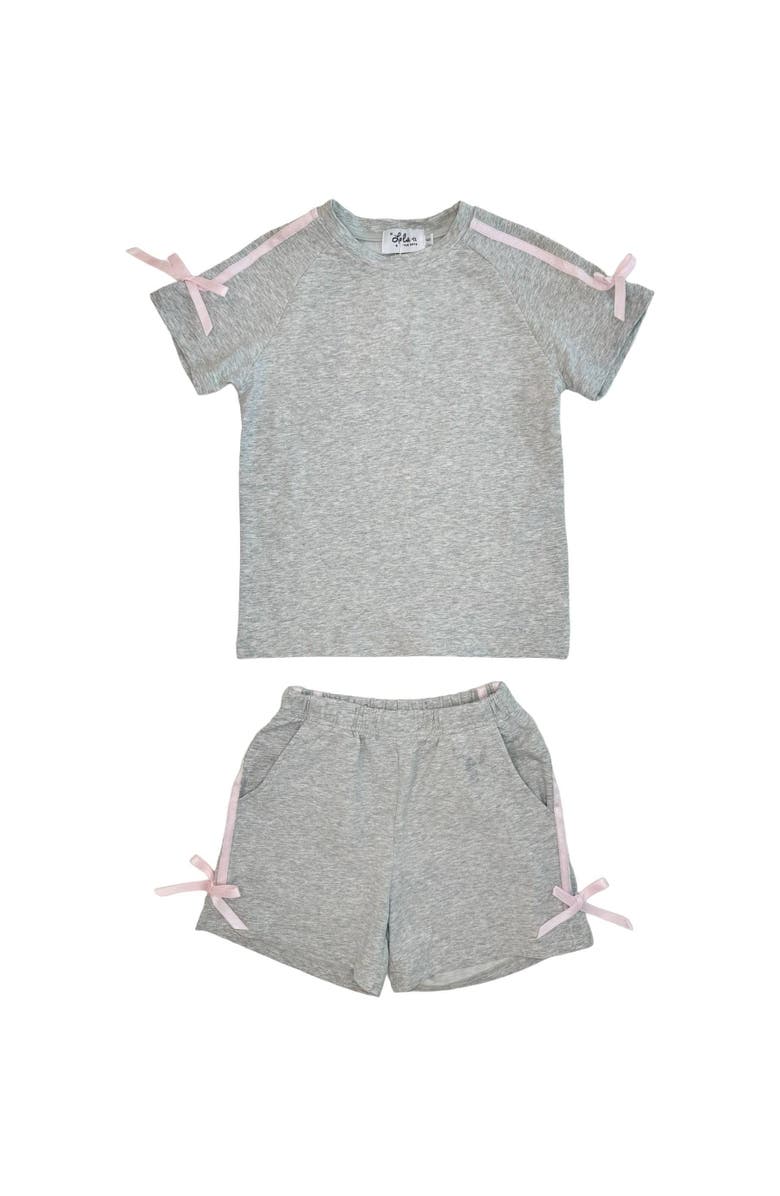 Lola + The Boys Sporty Bow Short Set, Main, color, Grey