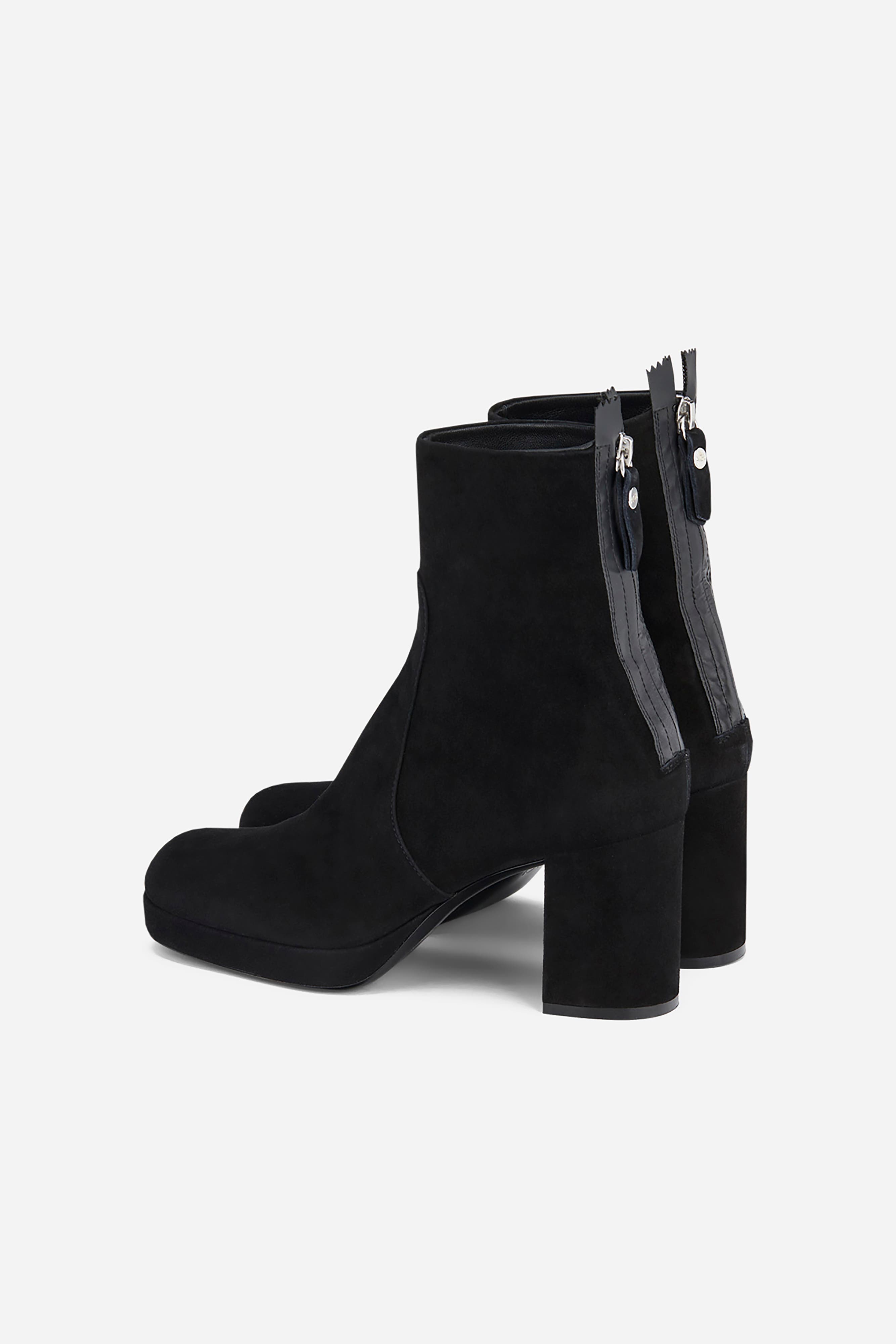 AGL Betty Heeled Velour Bootie, Alternate, color, Black