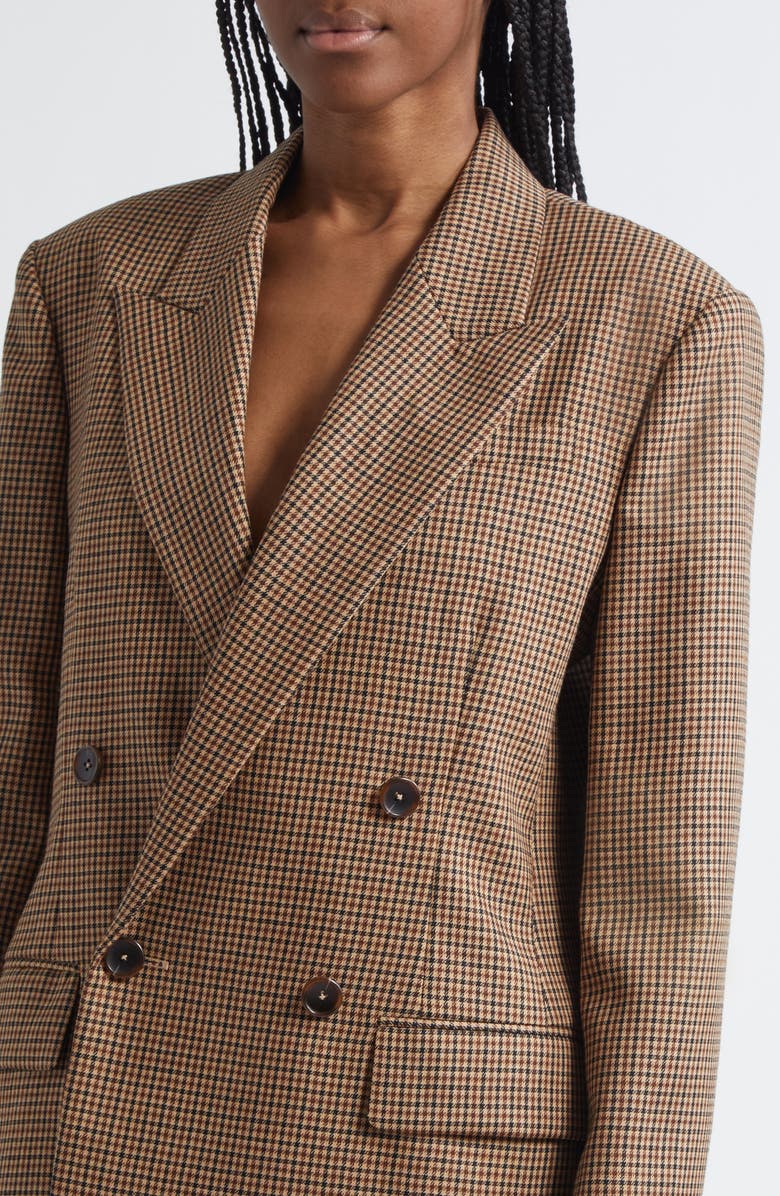 A.L.C. Calla Houndstooth Wool Double Breasted Blazer, Alternate, color, Tan Multi