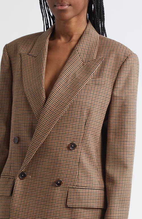 A.l.c . Calla Houndstooth Wool Double Breasted Blazer In Brown