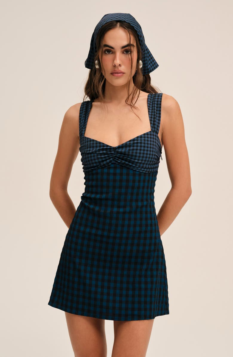 For Love & Lemons Blue River Gingham Minidress, Alternate, color, Navy