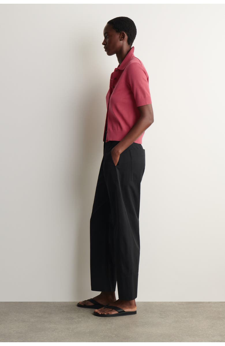 COS Knitted Cotton Polo Cardigan, Alternate, color, Coral