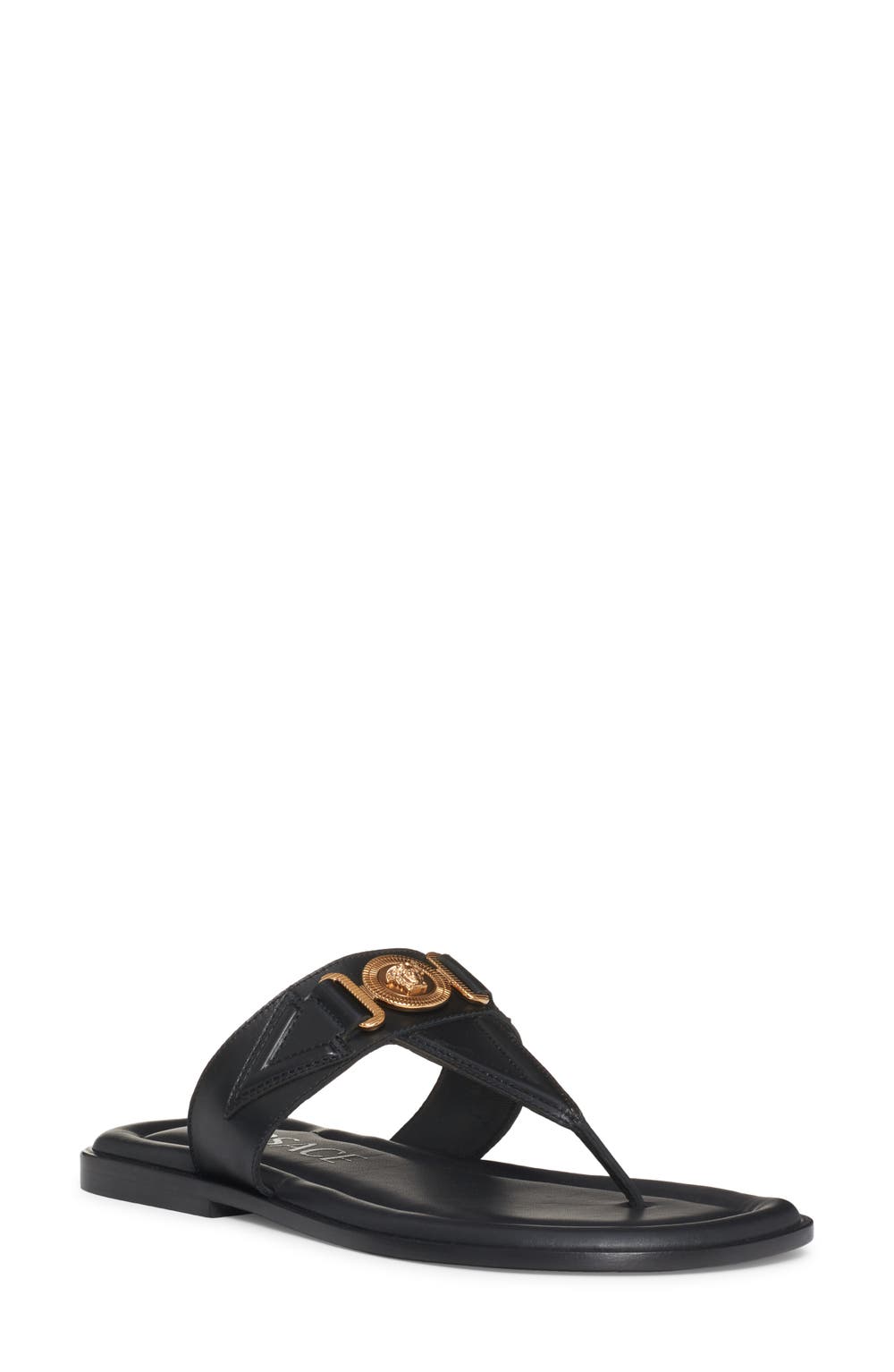 Biggie Medusa Flip Flop, color, BLACK VERSACE GOLD