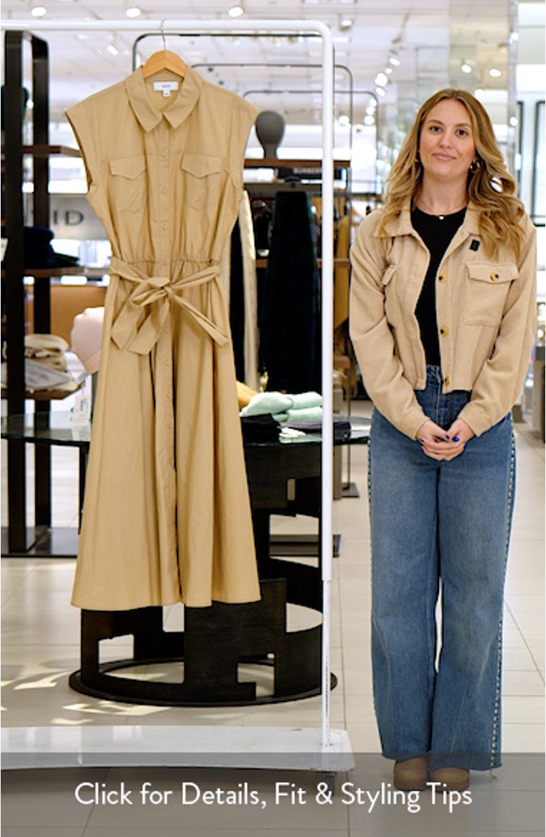 Short Sleeve Cotton Midi Shirtdress, sales video thumbnail