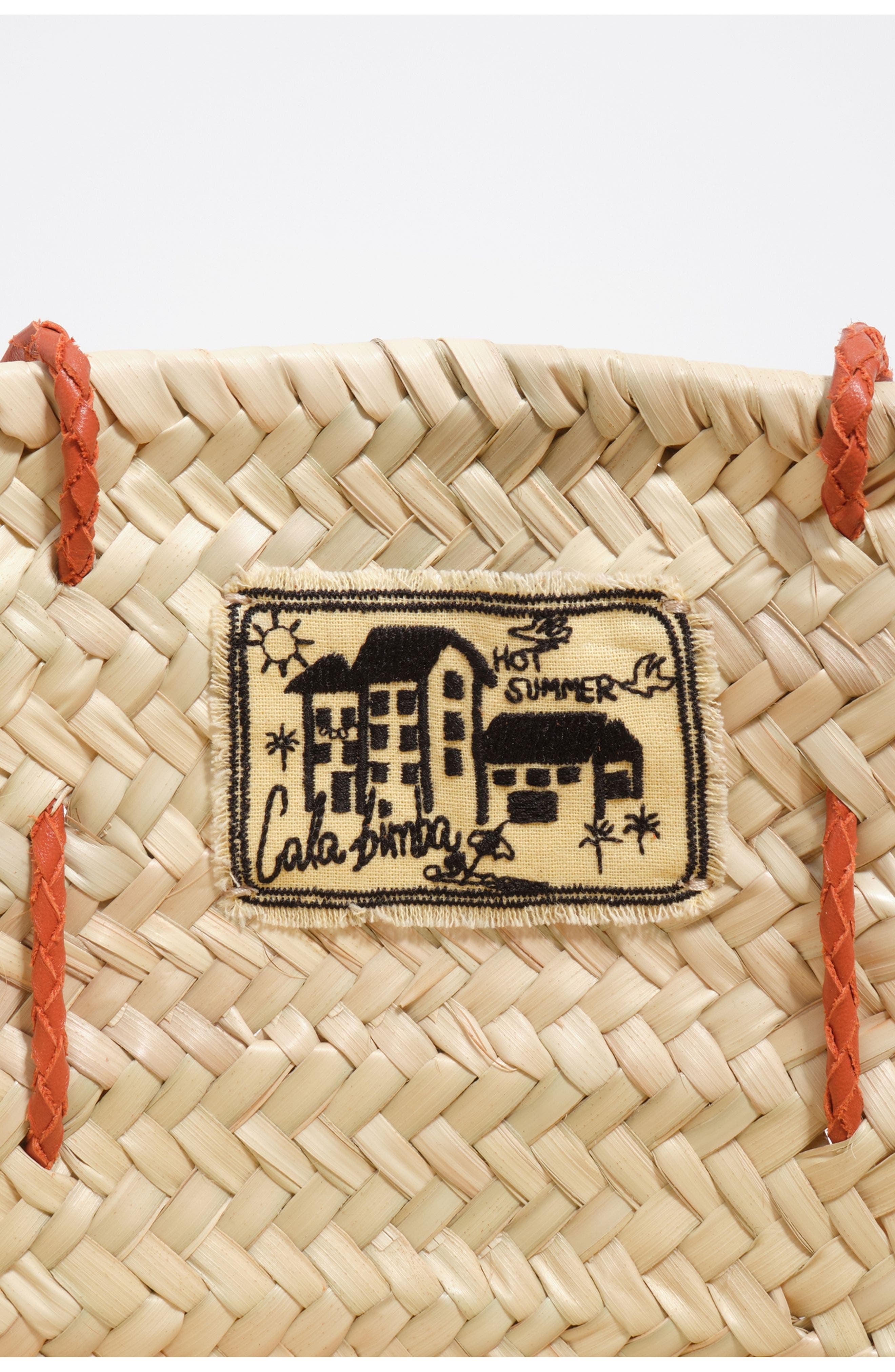 Bimba y Lola Medium Palm Basket Bag, Alternate, color, Natural