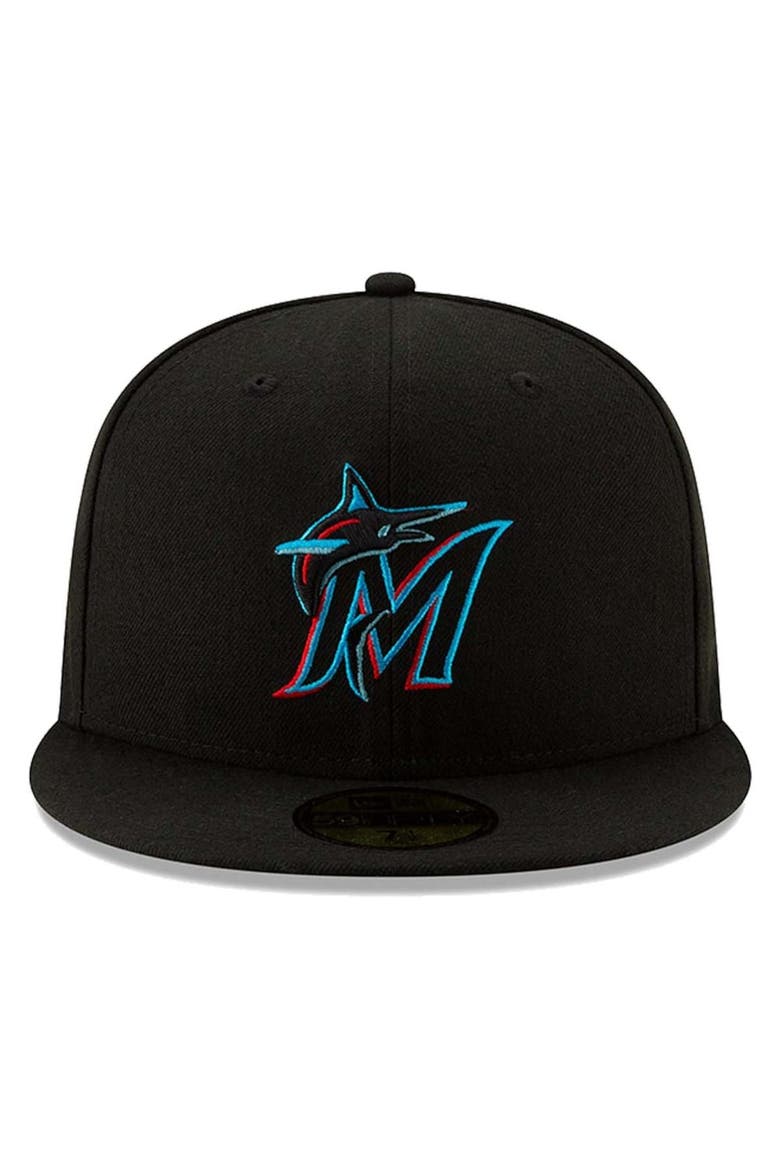 Men's New Era Miami Marlins Black On-Field Authentic Collection 59FIFTY Fitted Hat, Alternate, color, BLACK