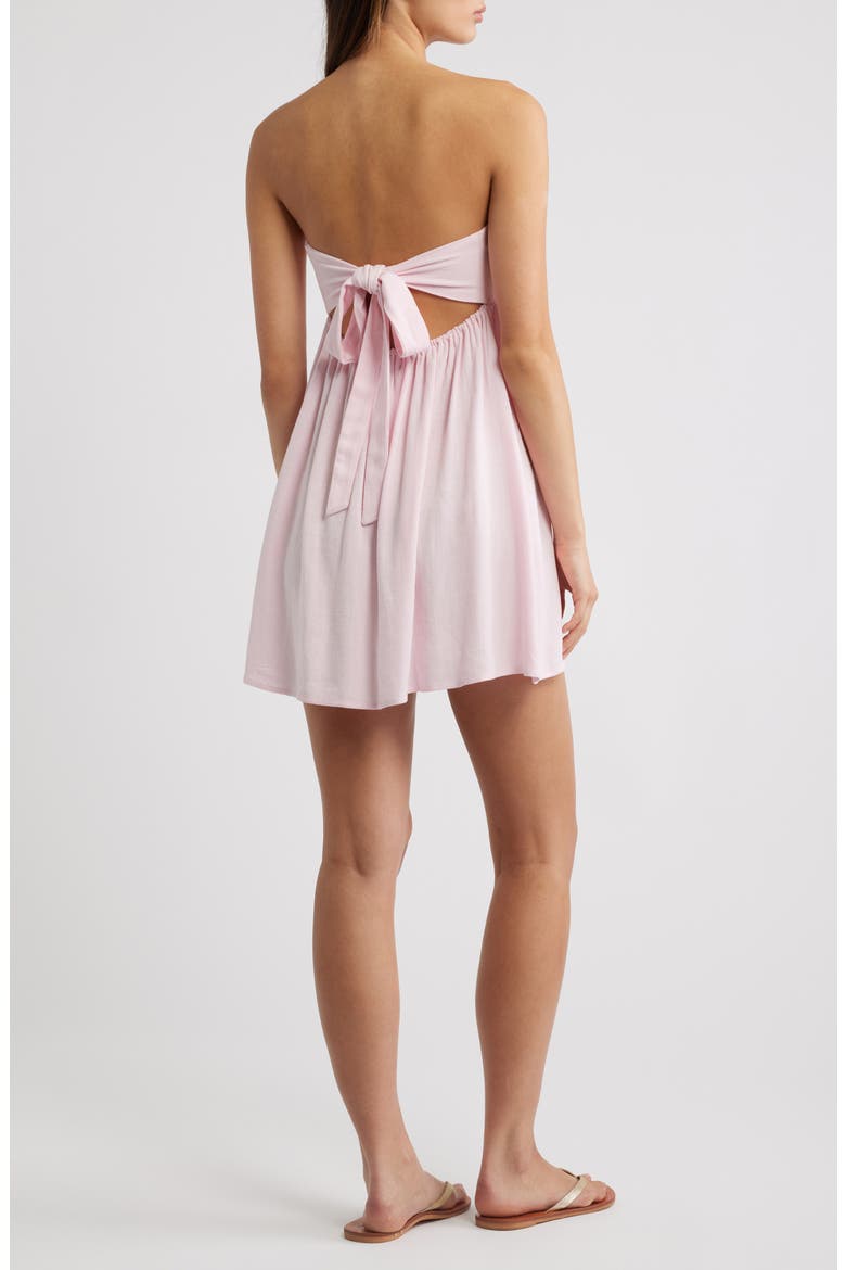 Tie Back Strapless Babydoll Dress, Alternate, color, LIGHT PINK