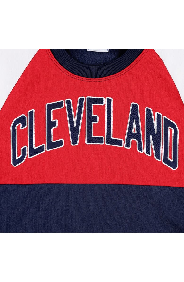 STARTER Women's Starter Navy/Red Cleveland Guardians Baseline Raglan Pullover Sweatshirt, Alternate, color, Navy