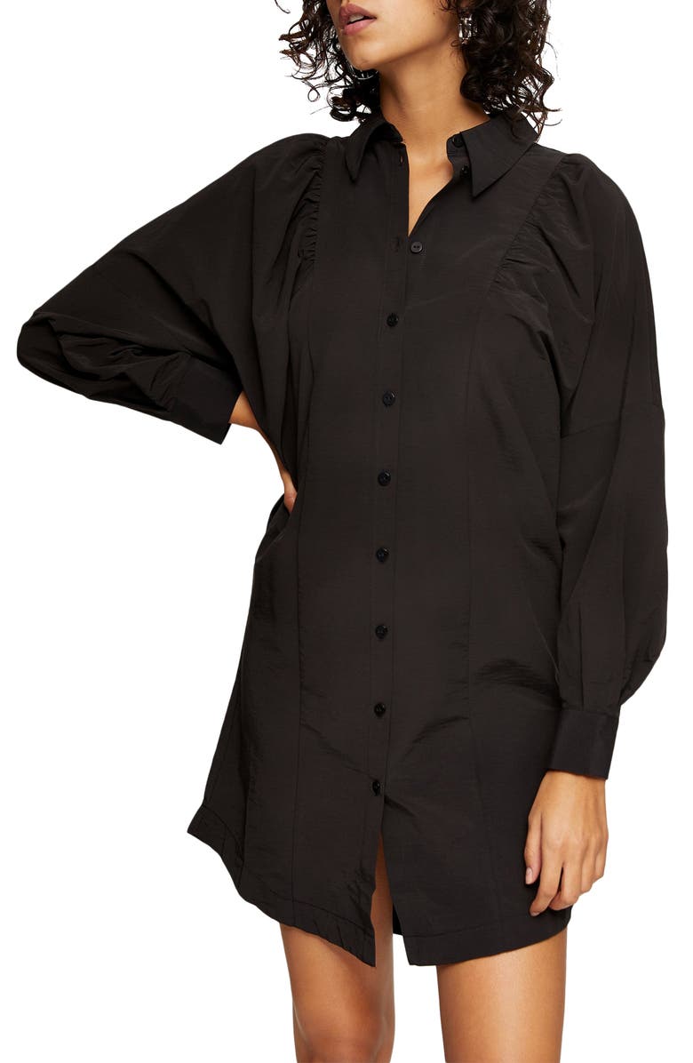 Topshop Textured Mini Shirtdress, Alternate, color, 