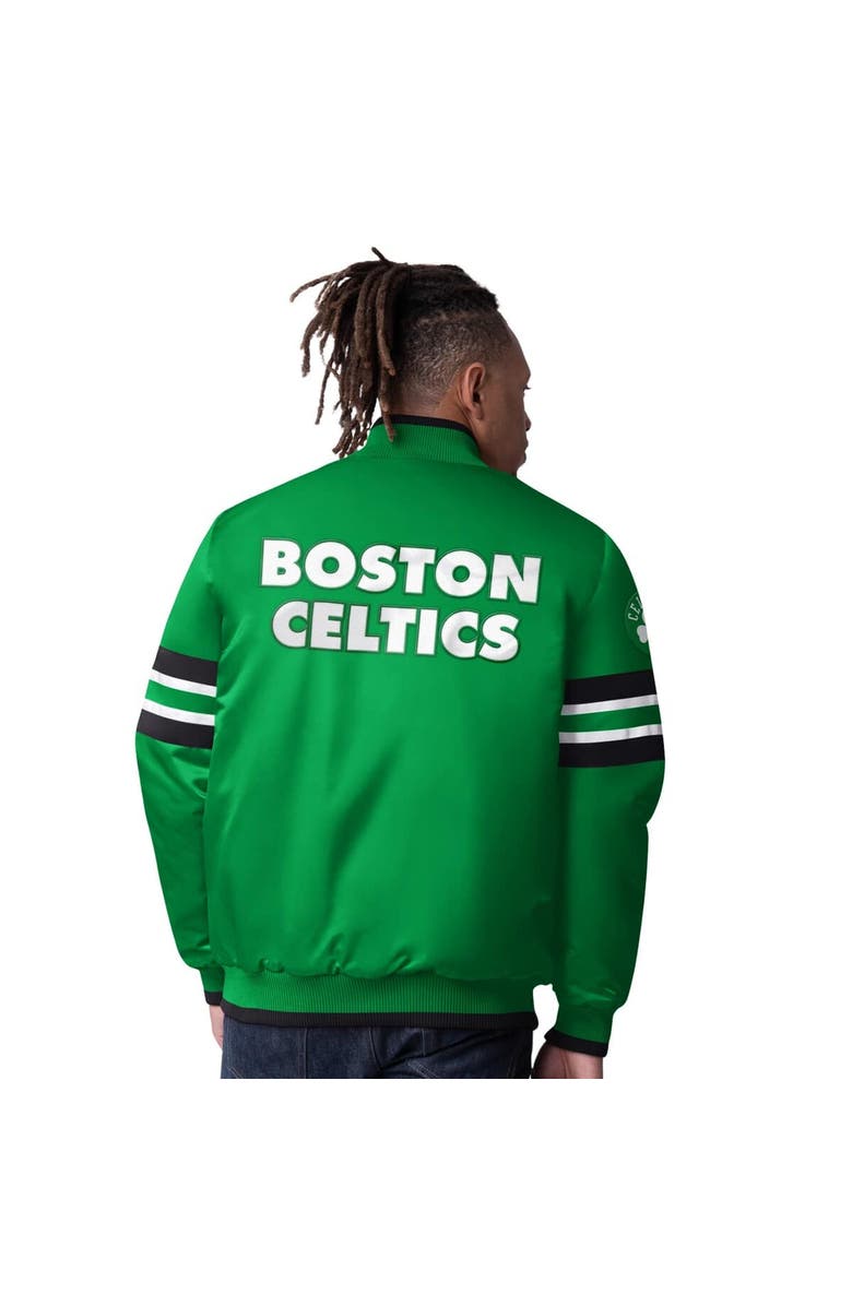 STARTER Men's Starter Kelly Green Boston Celtics Scout Varsity Satin Full-Snap Jacket, Alternate, color, Kelly Green
