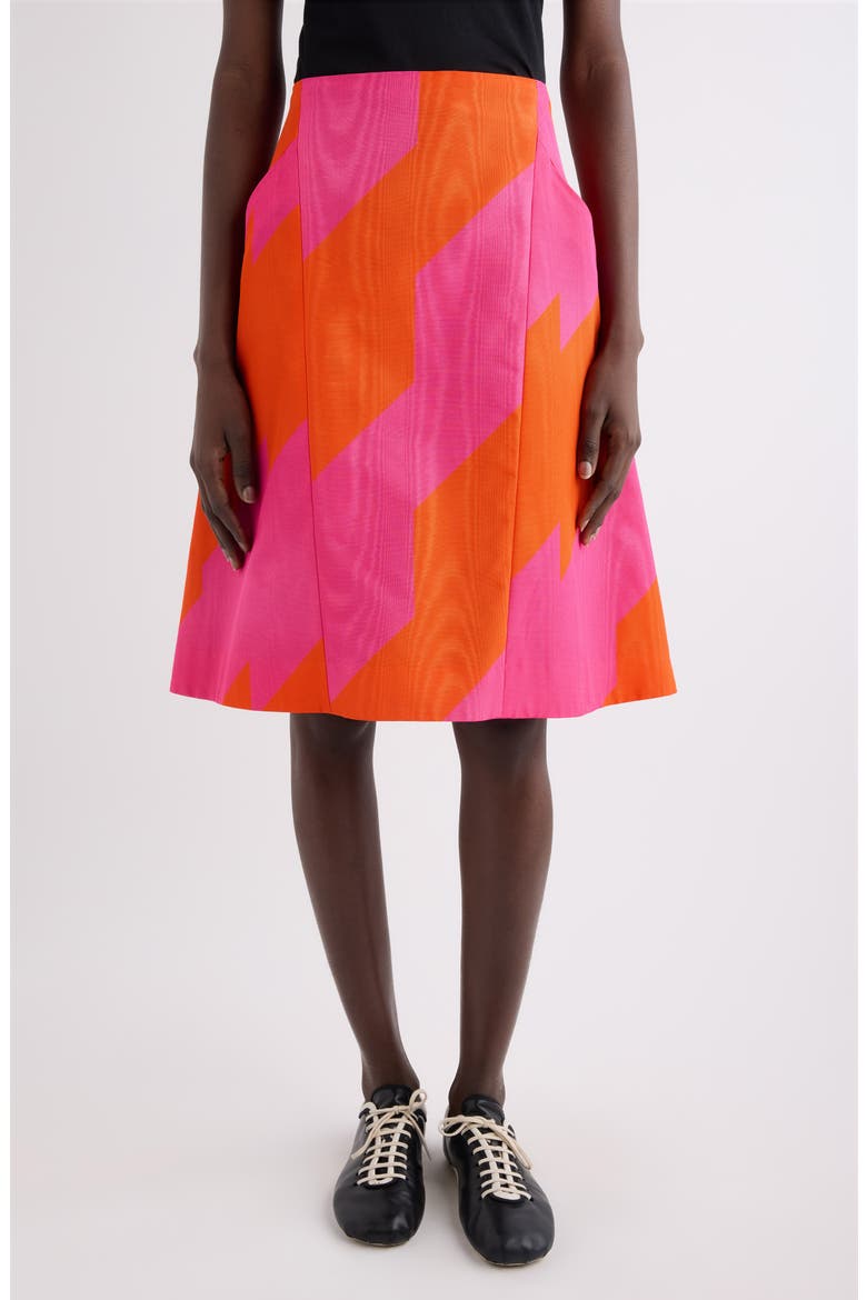 Sosy Broken Stripe Moiré A-Line Skirt, Main, color, FUCHSIA