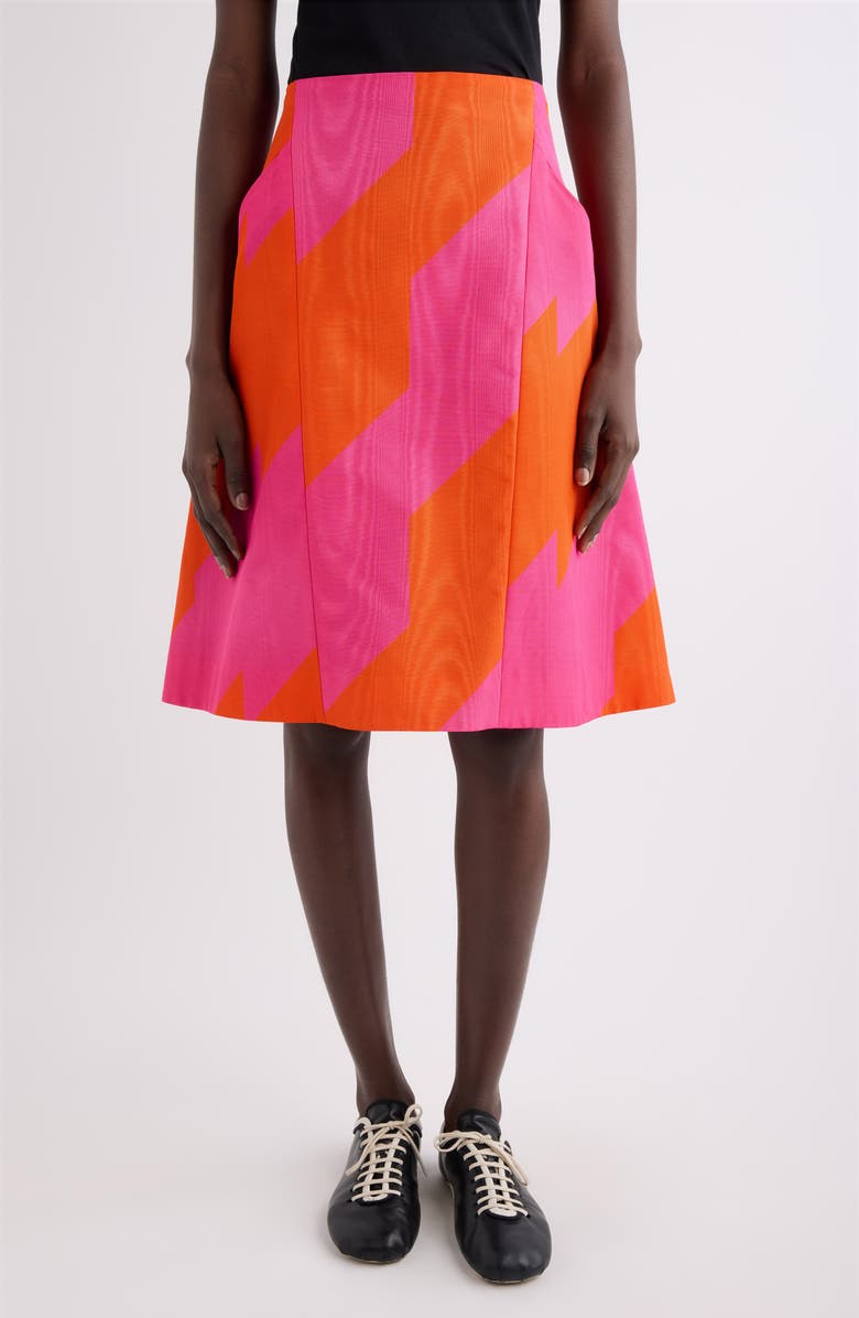 Dries Van Noten Sosy Broken Stripe Moiré A-Line Skirt, Main, color, Fuchsia