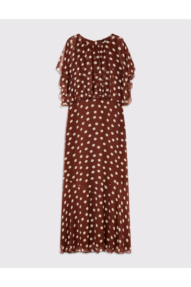 Polka Dot Print Midi Dress, Alternate, color, Brwn/Multi